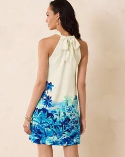 Tommy Bahama Ocean Side Views Silk Halter Dress Coconut Sale