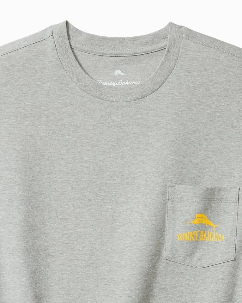 Tommy Bahama Old Dogs, Cue Tricks Graphic Pocket T-Shirt Grey Heather