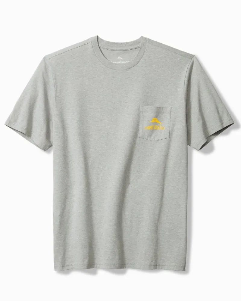 Tommy Bahama Old Dogs, Cue Tricks Graphic Pocket T-Shirt Grey Heather