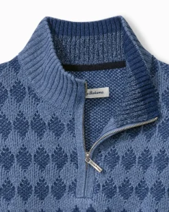 Tommy Bahama Ombré Argyle Half-Zip Sweater Navy Clearance