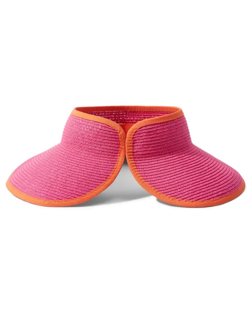 Tommy Bahama Packable Ultra-Braid Visor Hot Pink/Orange New