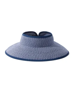 Tommy Bahama Packable Ultra-Braid Visor Navy/White Mix New