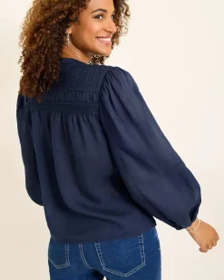 Tommy Bahama Palm Breeze Pintuck Blouse Coastline Outlet