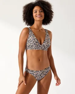 Tommy Bahama Palm Modern® Safari Cat V-Neck Bikini Top Black Clearance