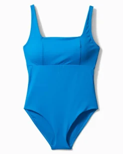 Tommy Bahama Palm Modern® Square Neck One-Piece Swimsuit Cerulean Crystal Hot