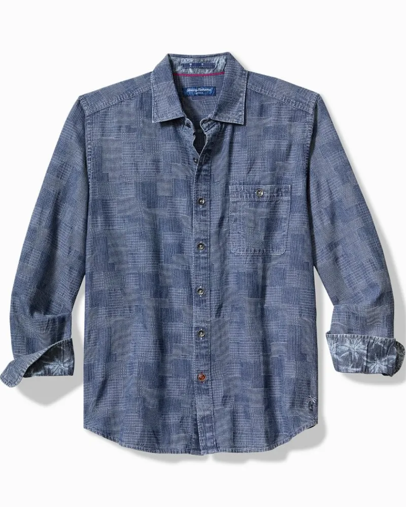 Tommy Bahama Paradise Patchwork Long-Sleeve Shirt Blue Jean Sale