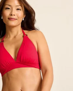 Tommy Bahama Pearl Ring Halter Bikini Top Red Hibiscus Sale