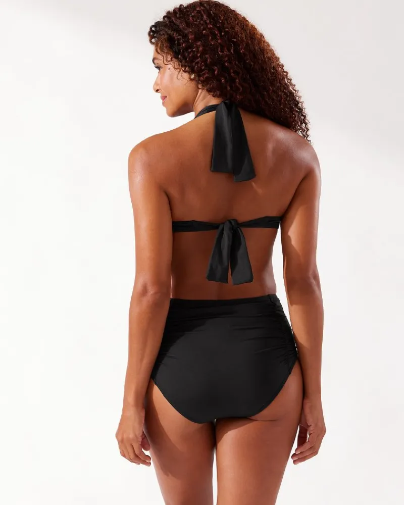 Tommy Bahama Pearl Shirred High-Waist Bikini Bottoms Black Online