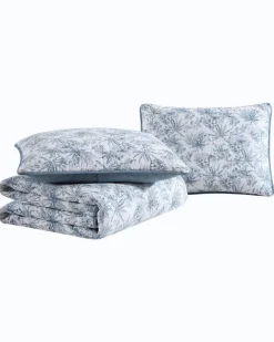 Tommy Bahama Pen and Ink Palm Reversible 2-Piece Twin Quilt Set Indigo Outlet