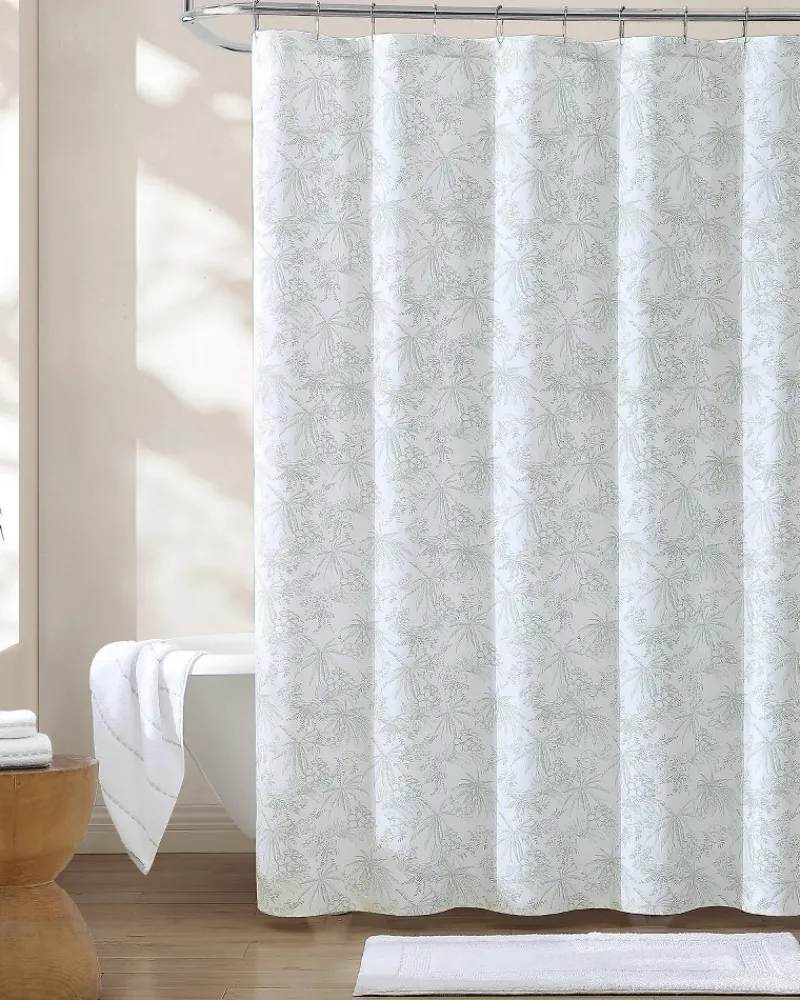 Tommy Bahama Pen and Ink Spring Palm Shower Curtain Green Outlet