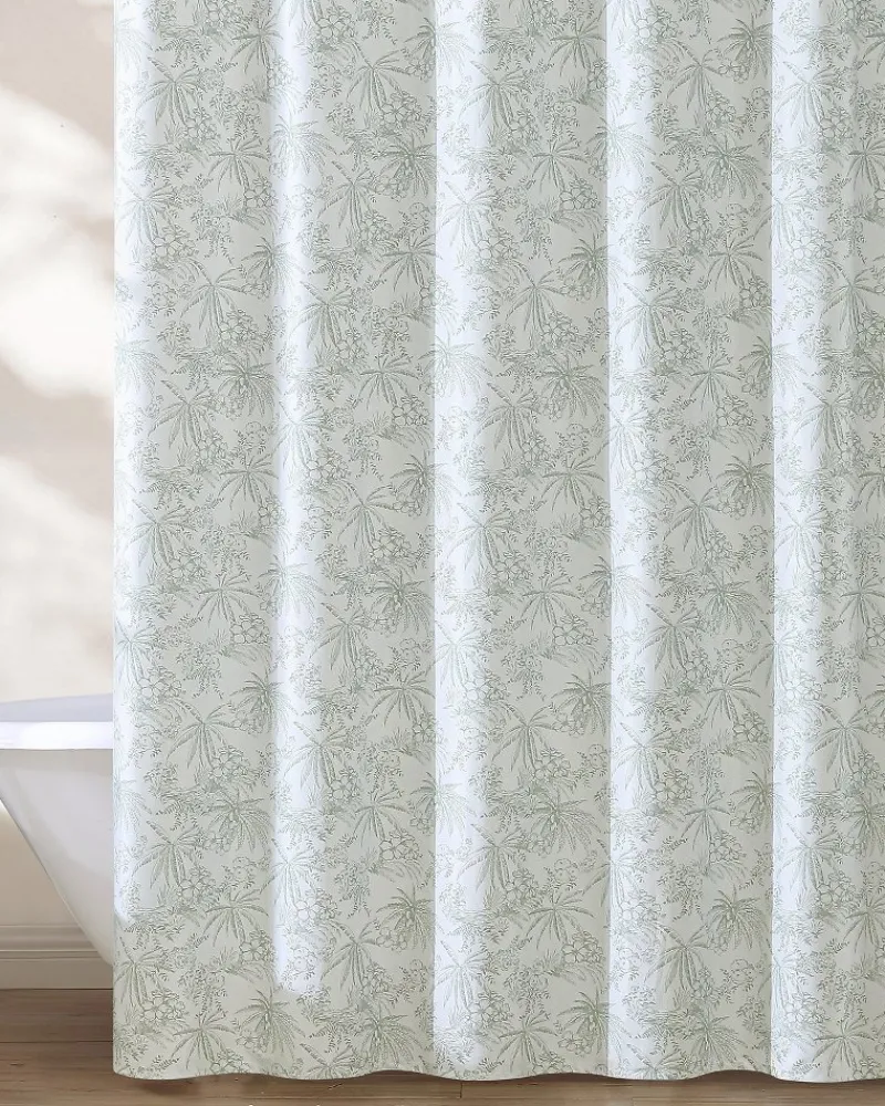 Tommy Bahama Pen and Ink Spring Palm Shower Curtain Green Outlet
