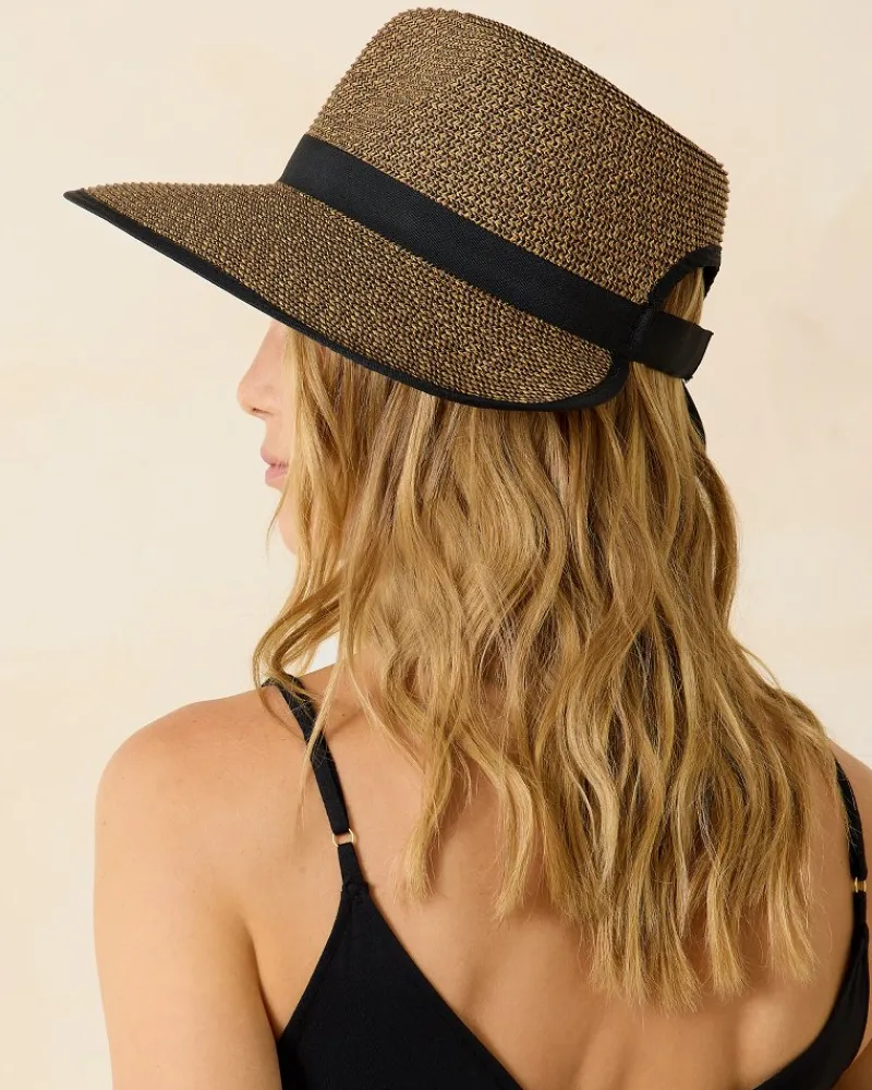Tommy Bahama Pinched-Crown Face Saver Hat Natural/Black Clearance