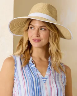 Tommy Bahama Pinched-Crown Face Saver Hat Natural/White Outlet