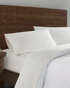 Tommy Bahama Pineapple Pinstripe 4-Piece Queen Sheet Set Yellow Clearance
