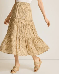 Tommy Bahama Playa Python Shimmer Midi Skirt Travertine Outlet
