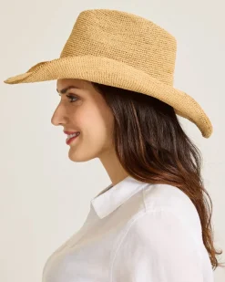 Tommy Bahama Raffia Crochet Cowboy Hat Natural/Gold Outlet