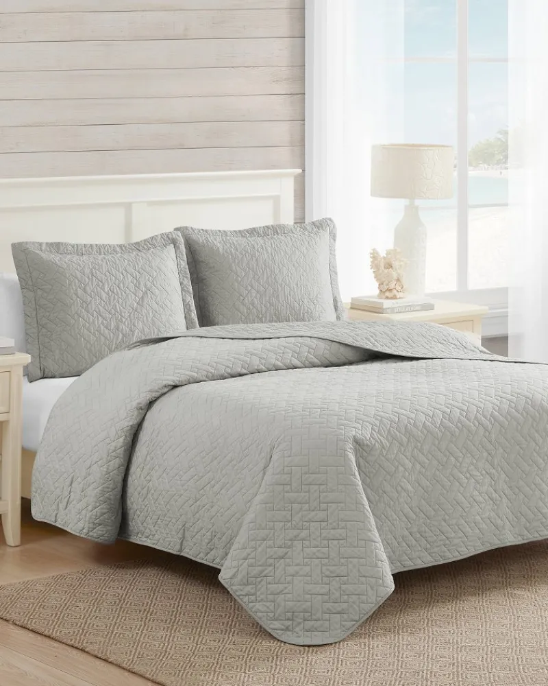 Tommy Bahama Raffia Solid 2-Piece Twin Quilt Set Grey Best