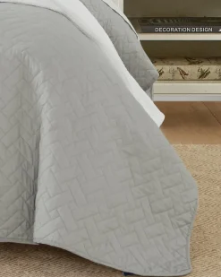 Tommy Bahama Raffia Solid 2-Piece Twin Quilt Set Grey Best