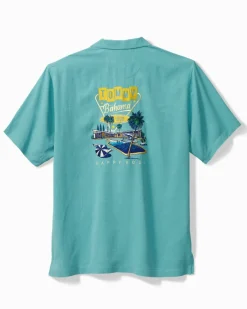 Tommy Bahama Retro Lounge Silk Camp Shirt Como Blue