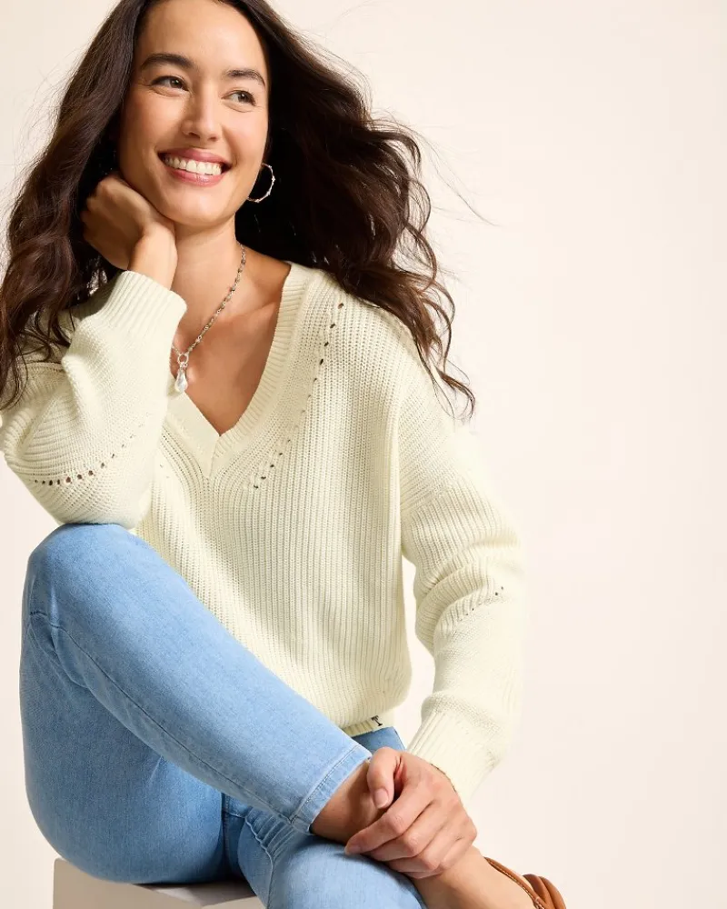 Tommy Bahama Salt Wash V-Neck Sweater Coconut Best