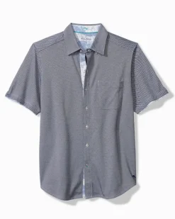 Tommy Bahama San Lucio Cali Blooms Happy Hour Stretch Knit Shirt Bering Blue