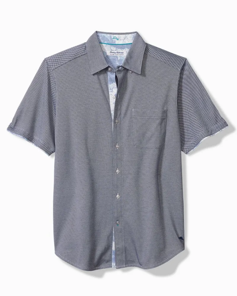 Tommy Bahama San Lucio Cali Blooms Happy Hour Stretch Knit Shirt Bering Blue