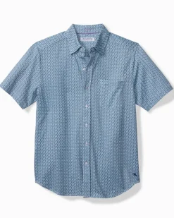 Tommy Bahama San Lucio Plaza Geo Stretch Knit Shirt Island Navy Clearance