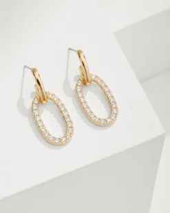 Tommy Bahama Sanibel Island Crystal Link Drop Earrings Gold