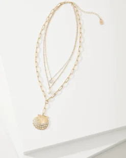 Tommy Bahama Sanibel Island Layered Shell Pendant Necklace Gold Best