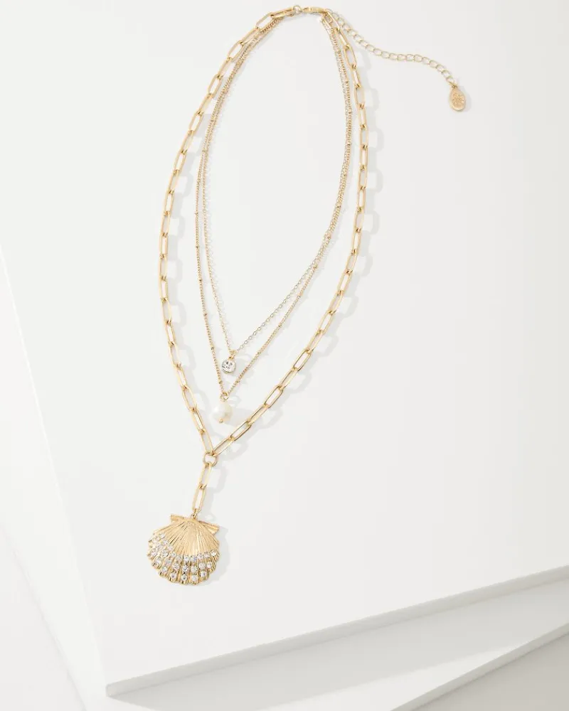 Tommy Bahama Sanibel Island Layered Shell Pendant Necklace Gold Best