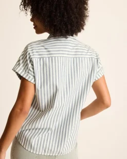 Tommy Bahama Seaway Stripe Coastal Twill Shirt Seacoast Wash New