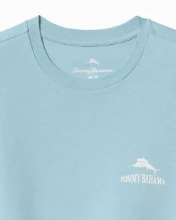 Tommy Bahama Shark Dressed Man Graphic T-Shirt Blue Stream Sale