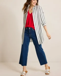 Tommy Bahama Shimmer Stripe Beach Shirt Mare Navy Clearance