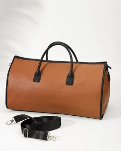 Tommy Bahama Siena Tan 2-in-1 Garment Duffel Bag Chestnut Discount