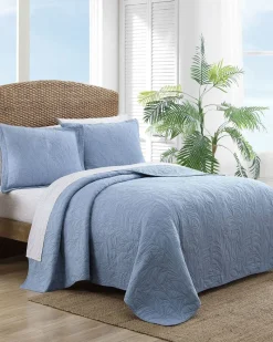 Tommy Bahama Solid Costa Sera 2-Piece King Quilted Sham Set Blue Hot