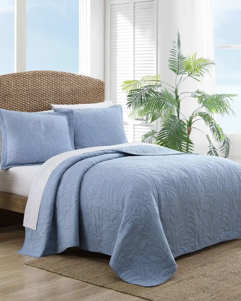 Tommy Bahama Solid Costa Sera 2-Piece King Quilted Sham Set Blue Hot