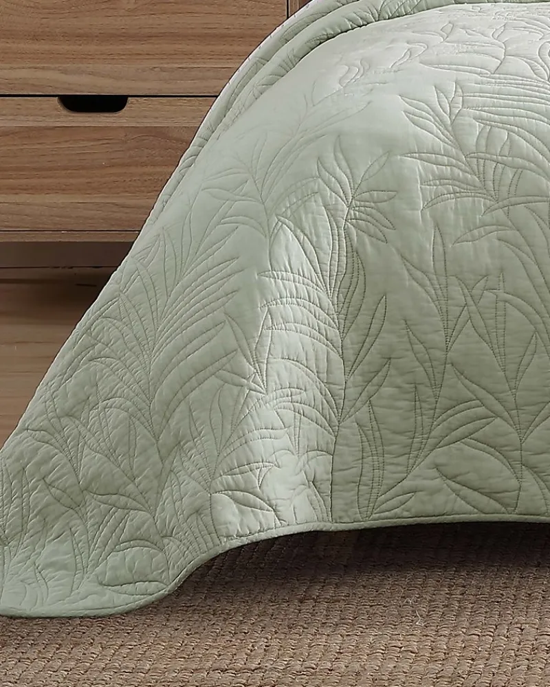 Tommy Bahama Solid Costa Sera 2-Piece King Quilted Sham Set Green New