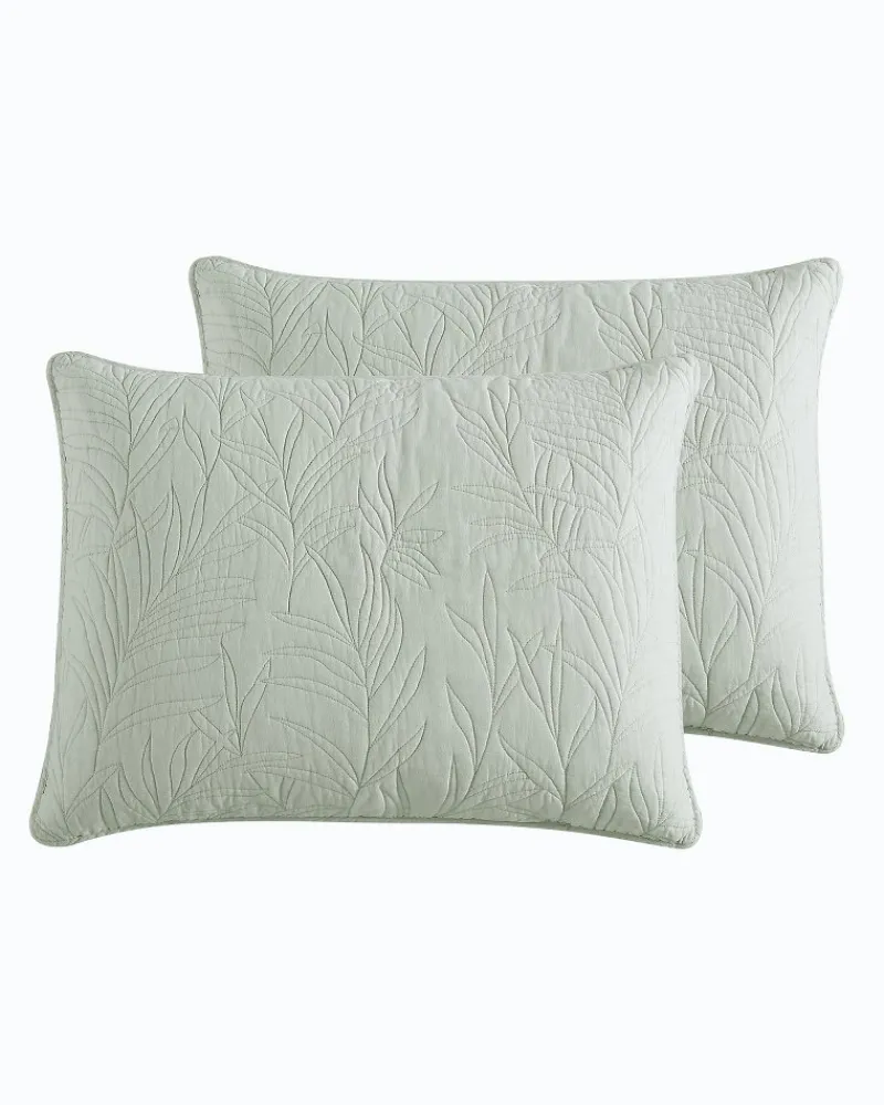 Tommy Bahama Solid Costa Sera 2-Piece King Quilted Sham Set Green New