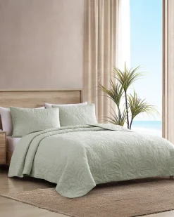 Tommy Bahama Solid Costa Sera Twin Quilt Green New