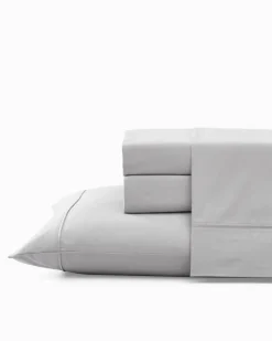 Tommy Bahama Solid 4-Piece Queen Sheet Set Dove Grey Discount