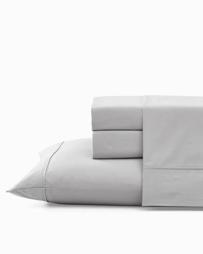 Tommy Bahama Solid 4-Piece Queen Sheet Set Dove Grey Discount