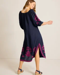 Tommy Bahama St. Lucia Embroidered Linen-Blend Coverup Dress Mare Navy Online