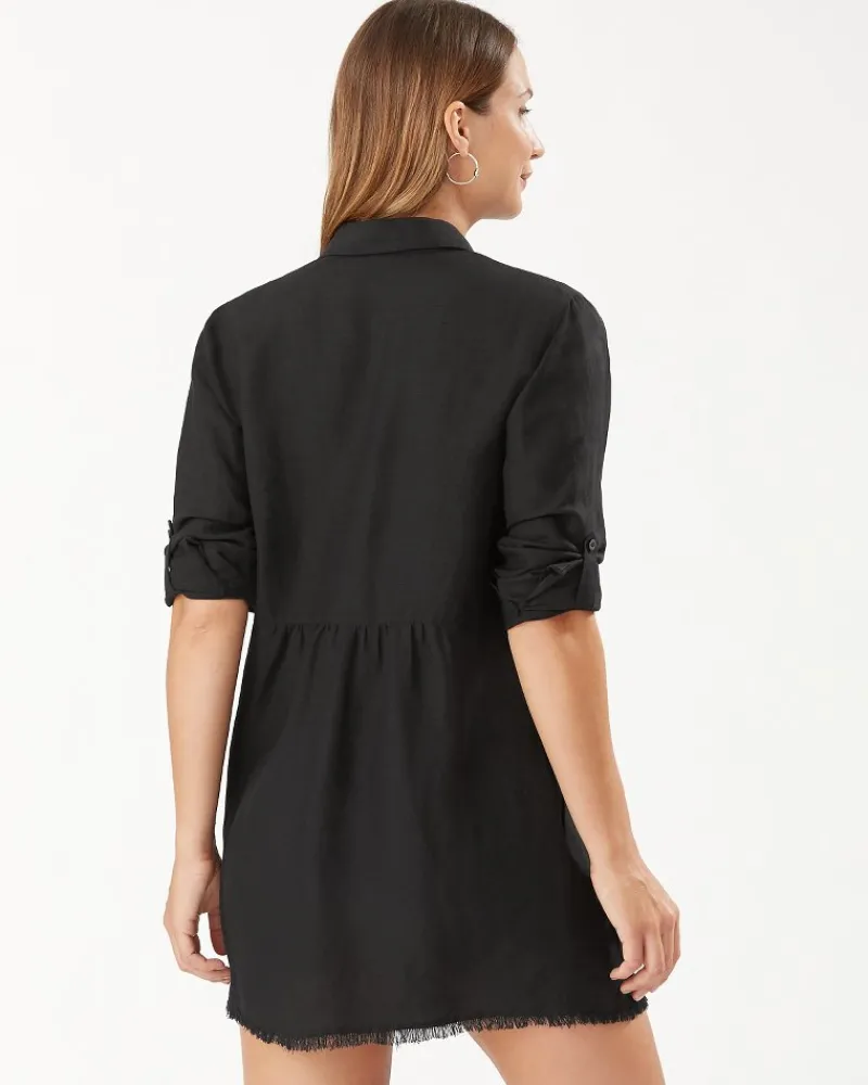Tommy Bahama St. Lucia Linen-Blend Beach Shirt Black Sale