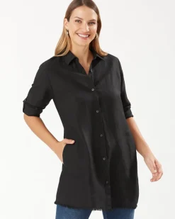 Tommy Bahama St. Lucia Linen-Blend Beach Shirt Black Sale