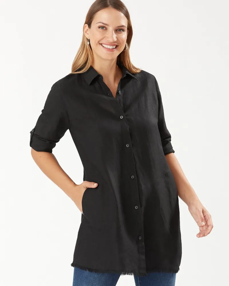 Tommy Bahama St. Lucia Linen-Blend Beach Shirt Black Sale