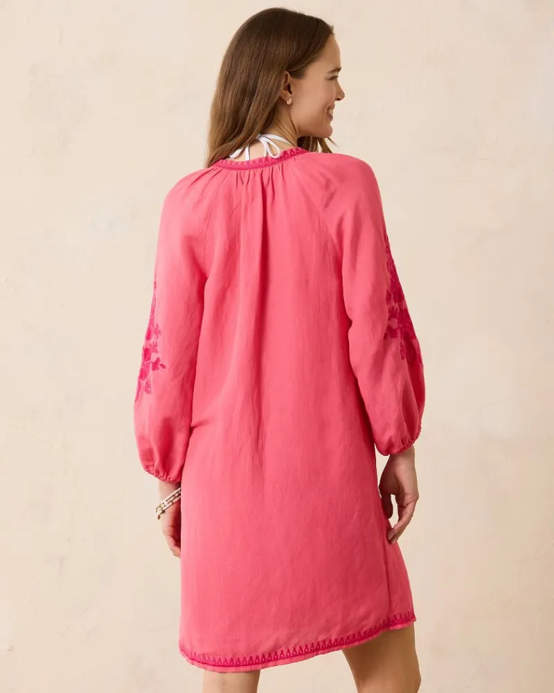 Tommy Bahama St. Lucia Linen-Blend Embroidered Coverup Dress Coral Coast Best