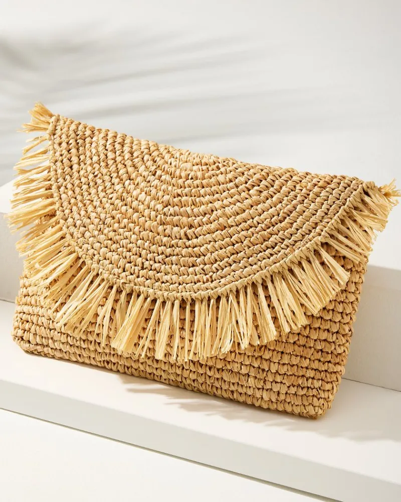 Tommy Bahama Sunburst Raffia Clutch Natural Discount