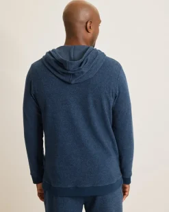 Tommy Bahama Textured Twill Stripe Hoodie Dark Moonlight Best