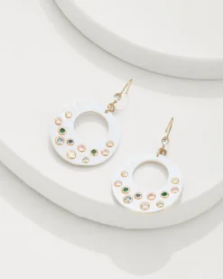 Tommy Bahama Tidal Treasure Mother of Pearl Disc Statement Earrings Gold Outlet