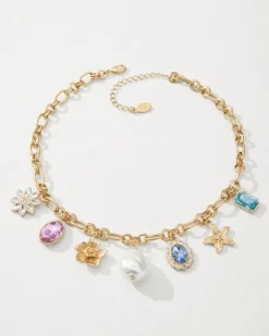 Tommy Bahama Tidal Treasure Multi-Charm Statement Necklace Gold Sale